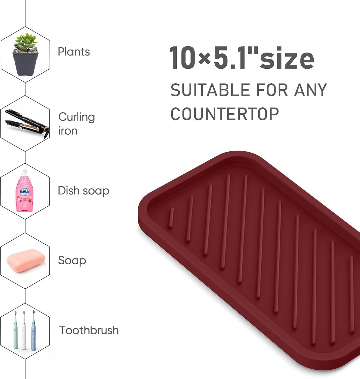 EG-SIPRO Silicone Sponge Holder, Kitchen Sink Organizer Tray, Sponge Caddy for Bathroom Counter, Dish Soap Holder, Scouring Pad