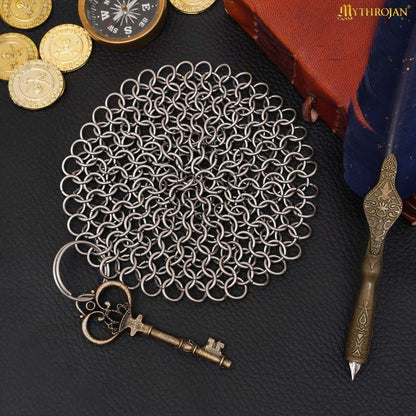 Chainmail Scrubber Cleaner 7.8" x 7.8" Premium 316L Stainless Steel Scrubber for Cast iron Pots,Pan, BBQ Grill, Wok and All Kitchenware Items - Stainless Steel