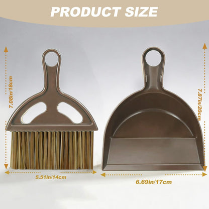 Mini Broom and Dustpan Set - Compact Small Hand Broom with Soft Bristles, Portable Desktop Cleaning Tool for Kitchen Counter, Desk, Drawer, Pet Litter & Car Interior (Off-White)