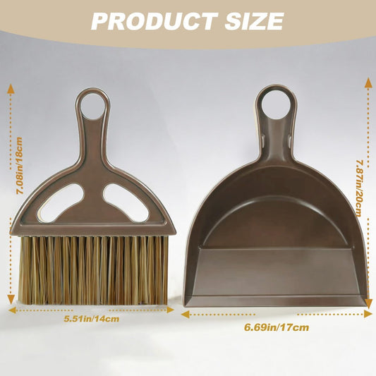 Mini Broom and Dustpan Set - Compact Small Hand Broom with Soft Bristles, Portable Desktop Cleaning Tool for Kitchen Counter, Desk, Drawer, Pet Litter & Car Interior (Off-White)