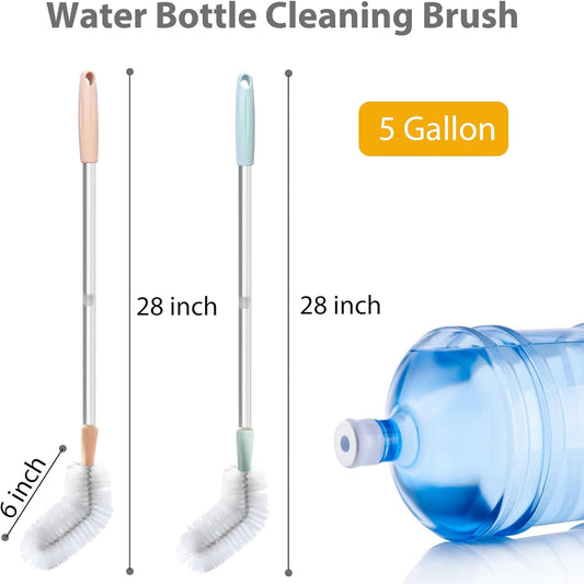 Water Bottle Cleaning Brush, 2 Pack 28inch Bendable Water Bottle Brush Long Nylon Bristles with Stainless Steel Handle for 3 Gallon and 5 Gallon Water Bucket