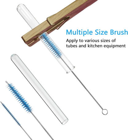 CiaraQ Bottle Cleaning Brushes, 8 Inch Nylon Tube Brush Set, Cleaner for Narrow Neck Bottles Cups with Hook, Set of 10pcs