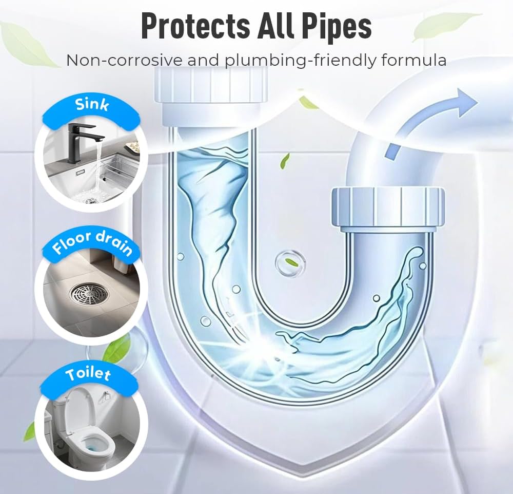 2026 Upgrade Drain Clog Remover, Max Gel Drain Clog Remover and Cleaner for Shower or Sink Drains, Unclogs and Removes Hair, Soap Scum and Blockages (1PCS)