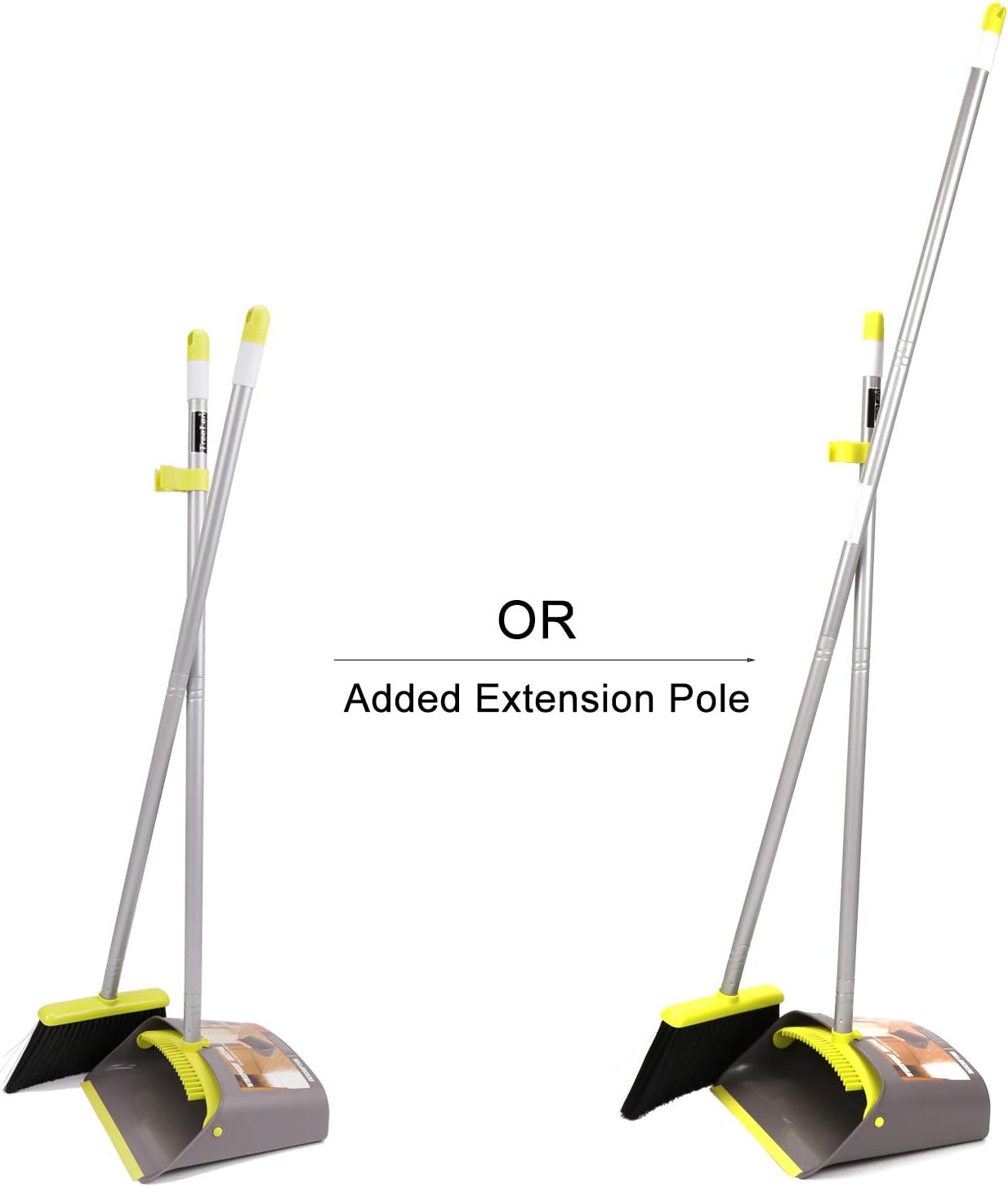 TreeLen Broom and Dustpan Set with 52" Long Handle for Home Kitchen Room Office Lobby Floor Use Upright Stand Up Stand Up Broom with Dustpan Combo