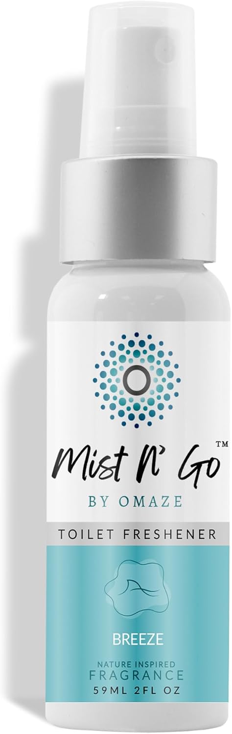 Mist N’ Go by Omaze Travel Bathroom Spray for Toilet Spray Odor Eliminator - Travel Toilet Spray for Bathroom Air Freshener Spray for Bathroom Deodorizer - Clean Mix, Travel Size (1oz x2)