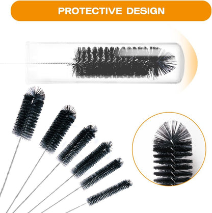 Brush Family Straw Cleaner Brush Set,6 Piece 12" Long Pipe Tube Bottle Brushes for Cleaning Narrow Neck Bottles,Coffee Maker,Glass Cups