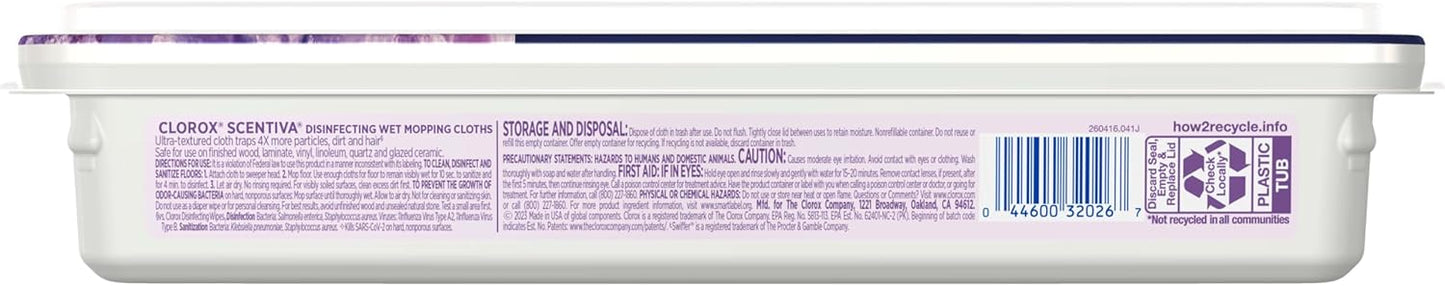 Clorox Scentiva Disinfecting Mopping Cloths, Lavender and Jasmine, 12 Wet Refills (Pack May Vary)