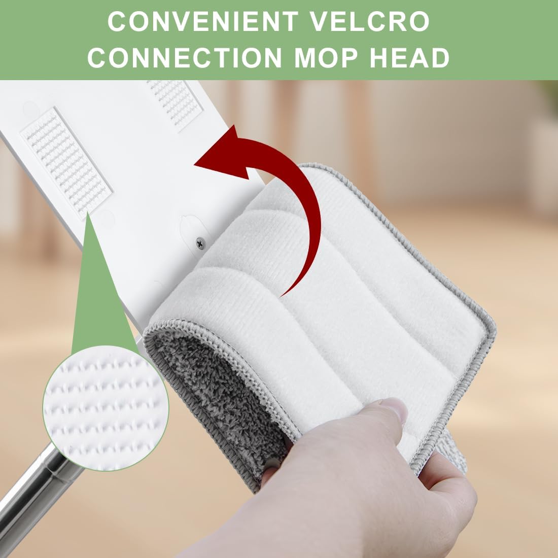 CQT Self-Wringing Mop and Bucket Set for Home Long Handle Flat Mop with 4 Washable Microfiber Pads
