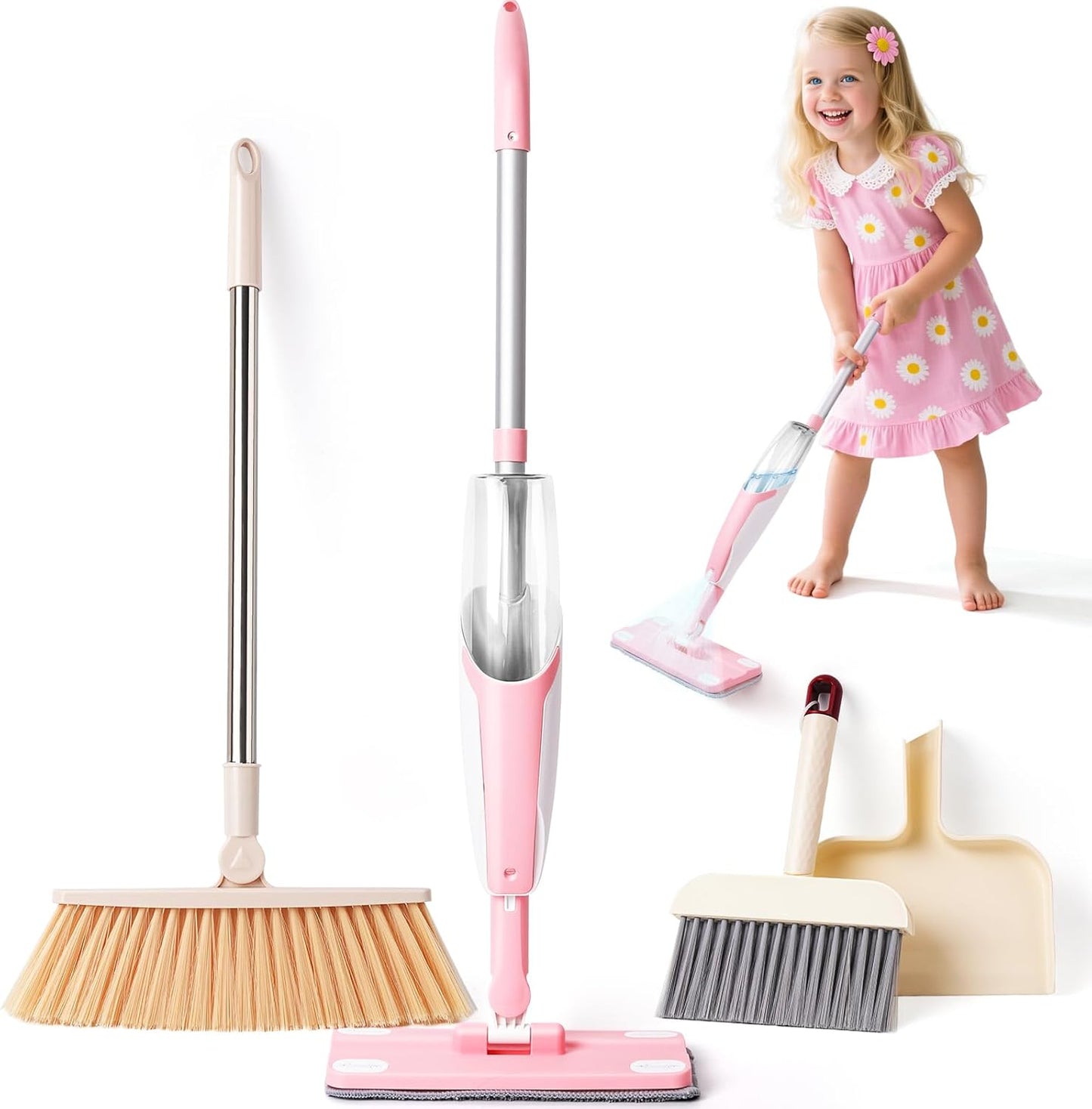 Toddler Spray Mop-Montessori Toys Mini Size Cleaning Mini Mop that Really Spray -Kid Pretend Play Toys Gift for Toddlers Girls Boys