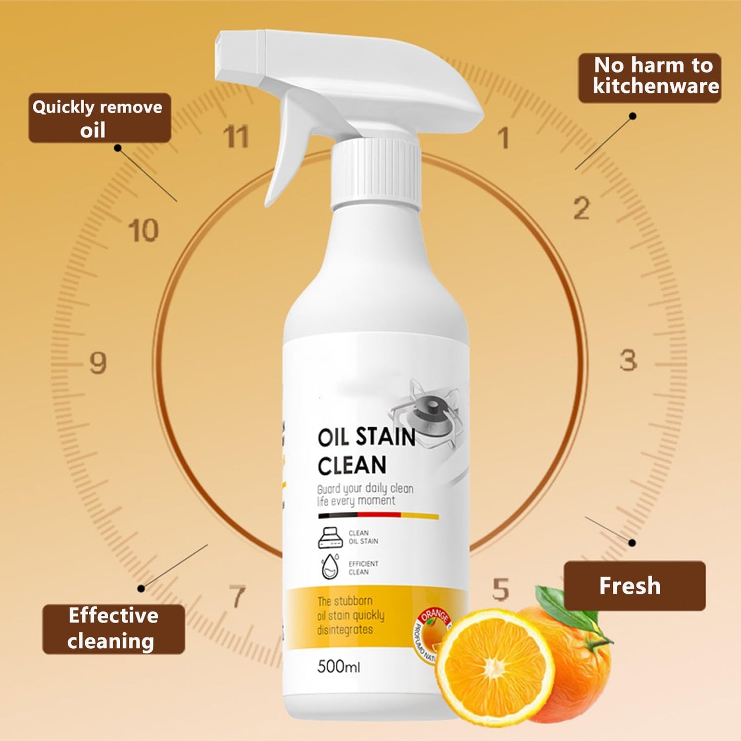 Kitchen Pots and Pan Cleaner,500ML Foam Heavy Oil Cleaner Sprays ,Oven Cleaning, Heavy Stain Cleaner Liquid, Clean Up Kitchen Oil Stains, All Purpose Clean Stian with cleaning rags and wire rags