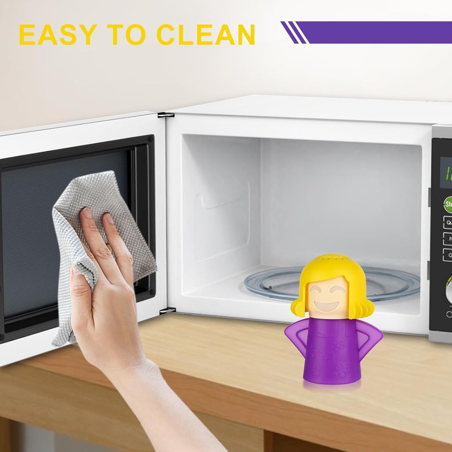 Asltw Angry Mama Microwave Steam Cleaner for Microwave Oven Cleaning, Vinegar Steam Deodorizer Kitchen Cleaning Tool, Reusable BPA Free Steam Cleaning Gadget for Fast Odor & Stain Removal (Green)