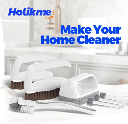 Holikme 7 Pack Deep Cleaning Brush Set, Scrub Pads with Scraper Tip for Pool Walls, Bathroom, Grout, Floor, Bike, Tub, Shower, Kitchen Surface (Green)