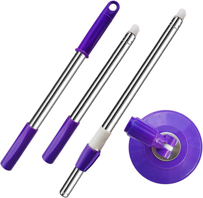Extended Spin Mop Replacement Mop Handle, Upgraded 60-inch 360 Degrees Rotating Telescopic Replacement Mop Stick for Spin Mop Bucket Cleaning System Floor Cleaning (Plastic Disc, Green)
