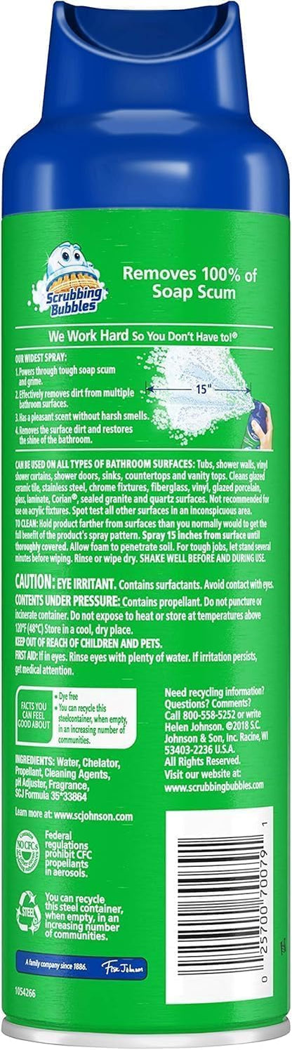 Scrubbing Bubbles Mega Bathroom and Shower Foamer Aerosol, Rainshower Scent, 20oz (Pack of 2)
