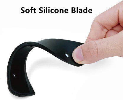 Super Flexible Silicone Squeegee, Auto Water Blade, Water Wiper, Shower Squeegee, 5.9'' Blade and 7.5'' Long Handle, for Car Windshield, Window, Mirror, Glass Door, Grey Black