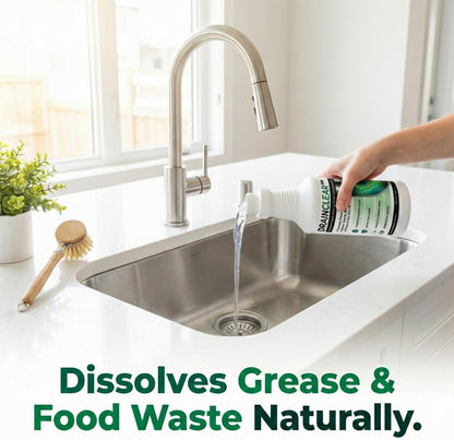 DrainClear Pro Enzyme Drain Cleaner 32oz - Enzymatic Formula Digests Grease, Waste & Odors - Safe for Pipes and Septic Systems - Biodegradable Drain Treatment for Home & Commercial Use