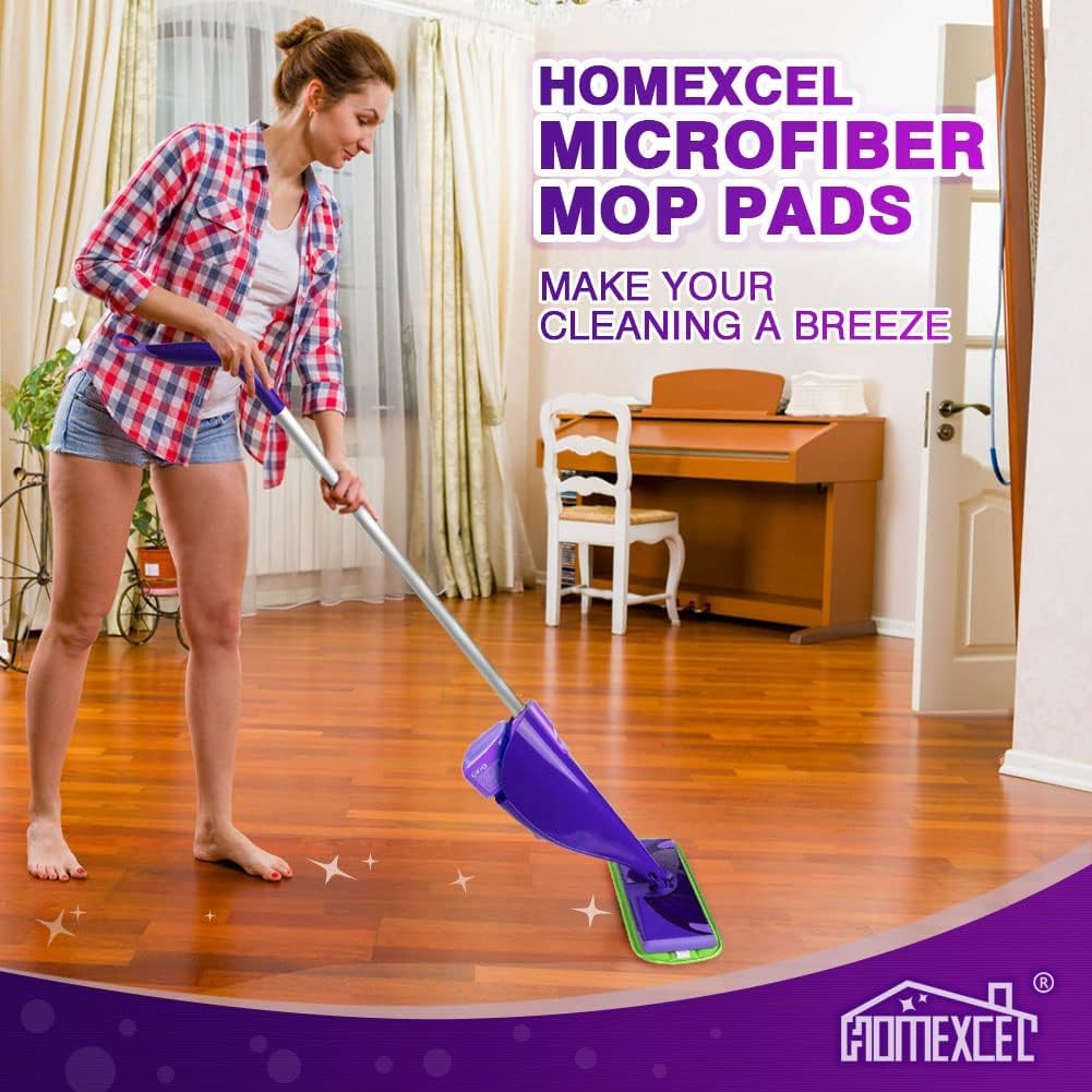 HOMEXCEL Microfiber Pads Compatible with Swiffer Wet Jet-15"x5.5", Reusable Pad Refills, Machine Washable Replacements for Multi Surface Wet & Dry Floor Cleaning, 8 Pack