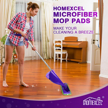 HOMEXCEL Microfiber Pads Compatible with Swiffer Wet Jet-15"x5.5", Reusable Pad Refills, Machine Washable Replacements for Multi Surface Wet & Dry Floor Cleaning, 8 Pack