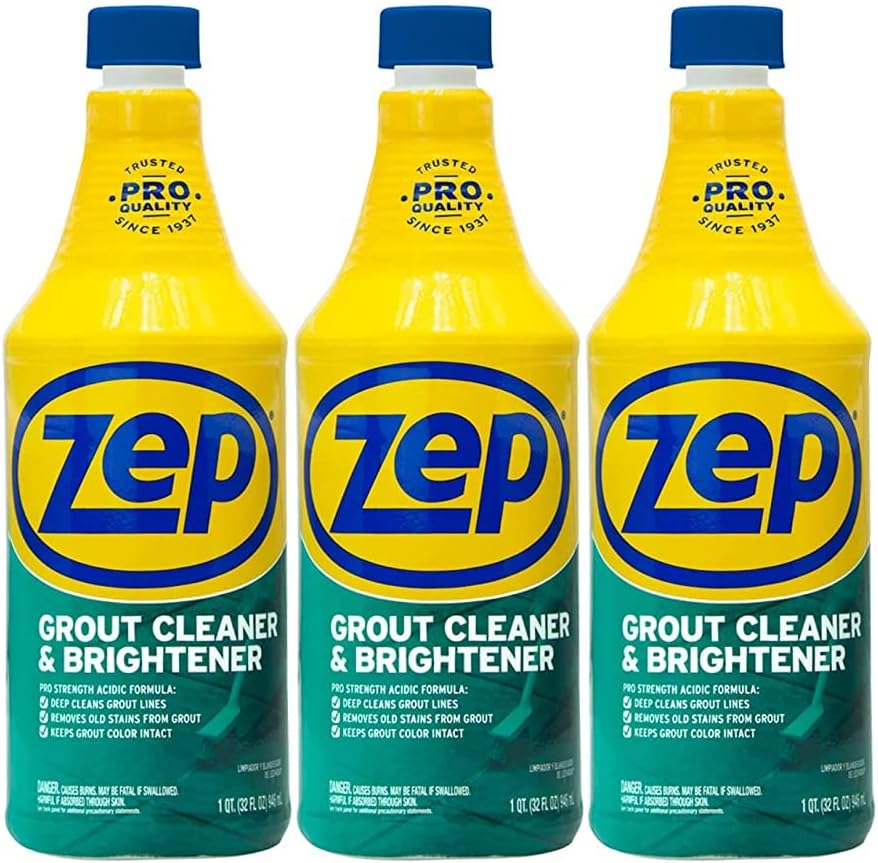 Zep Industrial Grout Cleaner and Brightener - 32 oz (Pack of 4) ZU104632 - Deep Cleaning Pro Formula