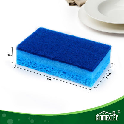 HOMEXCEL Sponges Kitchen 12pcs, Non-Scratch Scrub Dish Sponge Safe on Non-Stick Cookware, Dual Sided Cleaning Sponges for Kitchen, Household, Bathroom and More