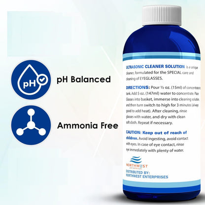 NORTHWEST ENTERPRISES Ultrasonic Eyeglass Cleaner Solution. Concentrated Ultrasonic Glasses Cleaner for use in Sonic and Ultrasonic Machines. (1)