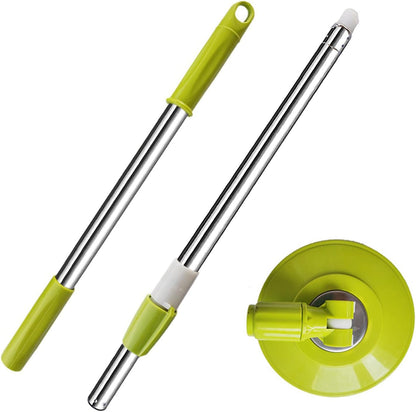 Spin Mop Replacement Mop Handle, 49-inch 360 Degrees Rotating Telescopic Replacement Mop Stick with Stainless Steel Disc for Spin Mop Bucket Cleaning System (Stainless Steel Disc, Red)