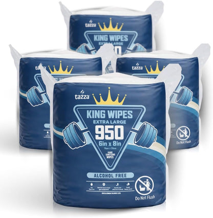 Tazza Gym Equip Wipes, 4 x 950 Count (3800 Total Wipes) - Durable, Pre-Saturated Gym Equipment & Surface Cleaning Wipes