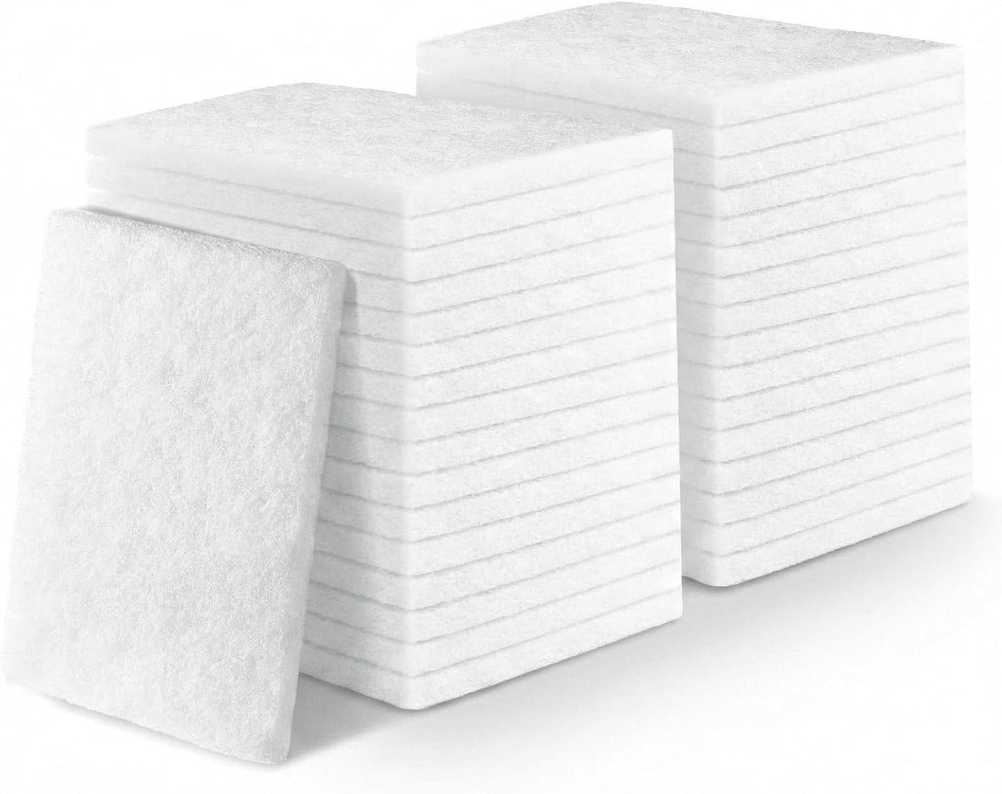 60 Pcs White Scrubbing Pads Light Duty Non Scratch Scouring Pads Multipurpose Non Woven Scouring Sponge Abrasive Multi Surface Scrubber for Cleaning Polishing Home (4 x 6 Inch)