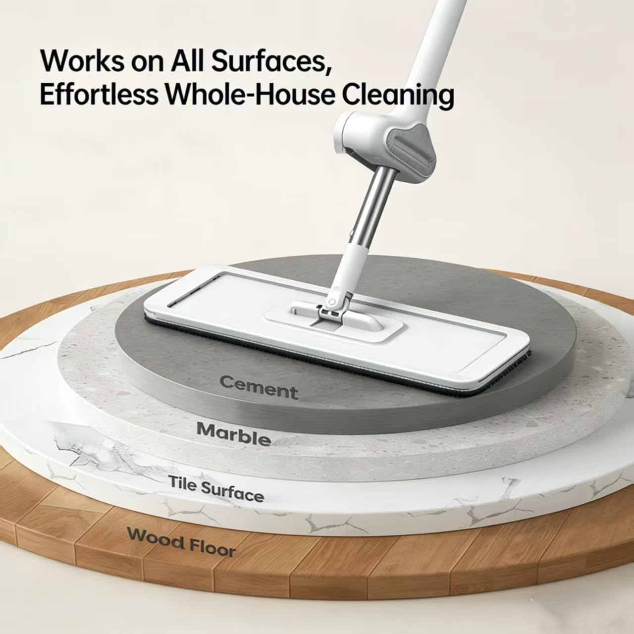 Large Flat Mop and Scalable Bucket with Wheels, 360 Rotating Microfiber Dust Mop with Dewatering Scraper, 54" Adjustable Stainless Steel (1 Mop + 4 Microfiber Pads + 1 Bucket)