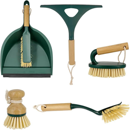 Pine-Sol Scrub Brush Set - Long Handle Cleaning Brushes with Heavy Duty Bristles and Comfort Grip - Scrubbers for Kitchen, Household, and Dishwashing, 5 Pieces