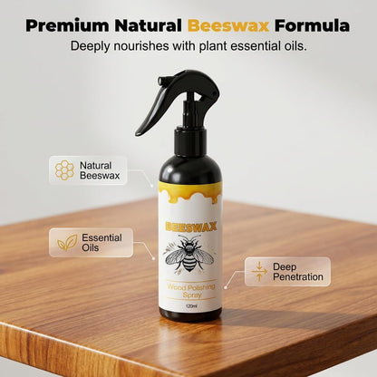 2026 Upgrade Natural Beeswax Care Spray Restorer, Beeswax Wood Polish Essential Oil Wax, Bees Wax Furniture Polish & Cleaner Spray for Wooden Product Floor (1 Set)