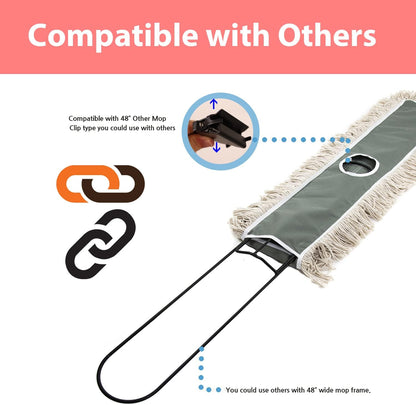 2 Pack of 24 Cotton Refills for Industrial Class Floor Dust mop Series Can be fit with Others