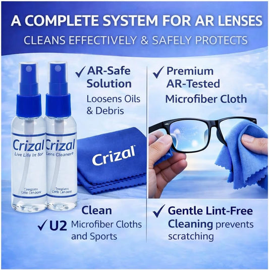Crizal Eyeglass Lens Cleaning Solution – 4 Pack – Safe for AR-Coated Lenses – Designed & Tested by The AR Coating Experts
