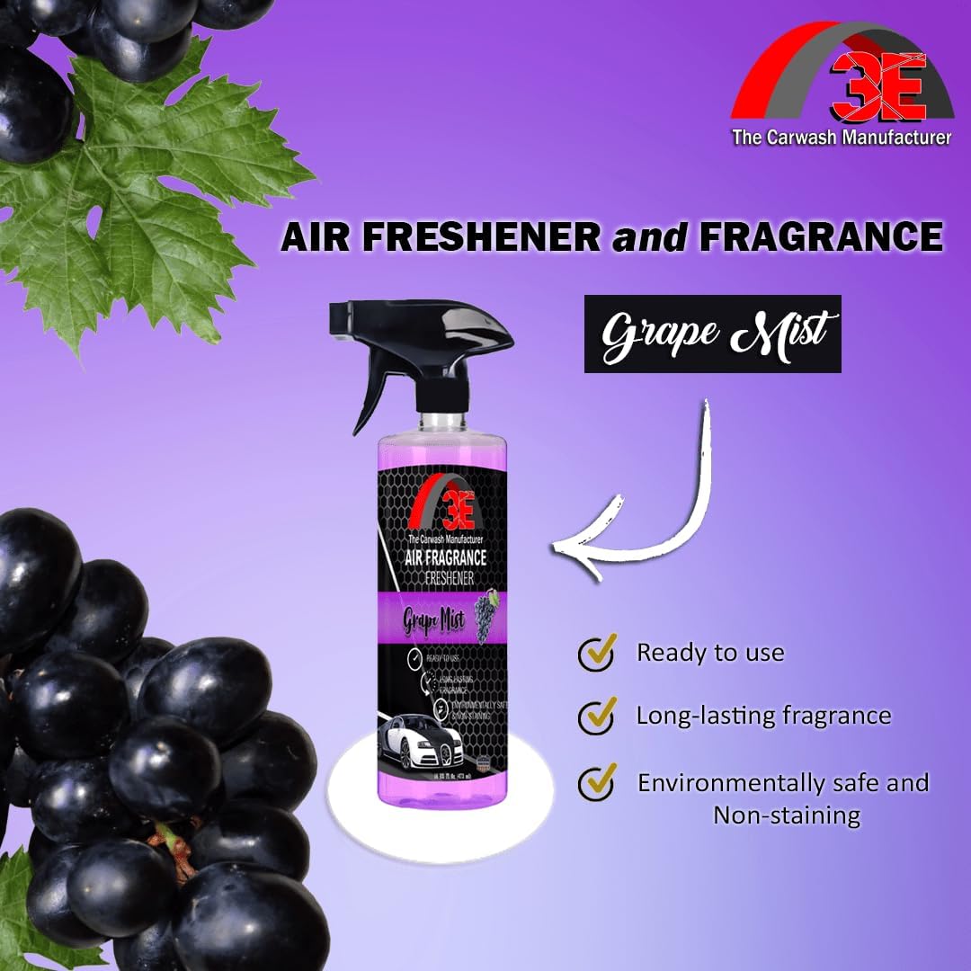 3E Car Air Freshener Premium Baby Powder Scent 16 fl oz – Professional Automotive Air Freshener & Odor Eliminator, Long-Lasting Interior Fragrance for Cars, Trucks, SUVs, RV, Home & Office
