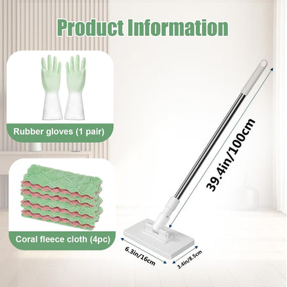 Snap Grip Mini Mop, Cloth Changing Mini Mop for Dry & Wet Disposable Pads, Lazy mopa Automatic gripping with Sweeping & Mopping, Long Handle Disposable Dust Mop for Hardwood, Tile, Small Space(White)