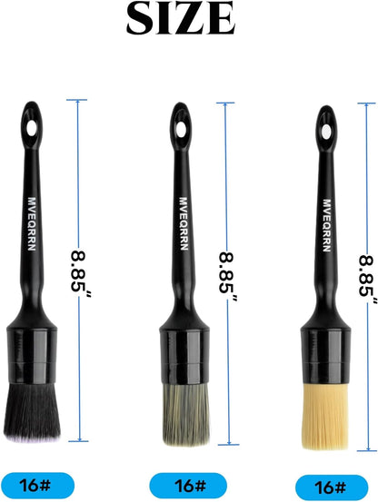 MVEQRRN 6pcs Car Detailing Brush Set-2pcs Boars Hair Car Detailing Brushes,2pcs Ultra Soft No Scratch Detailing Brush for Air Vent,Leather Seat 2pcs Detail Brushes car Detailing for Interior Exterior