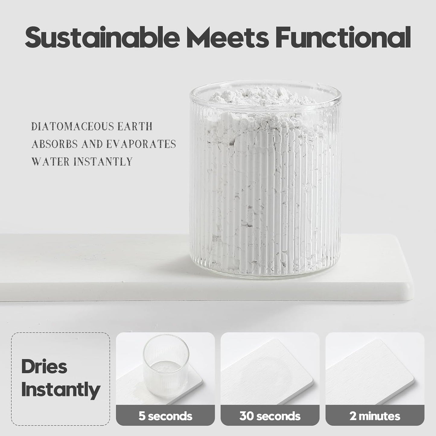 2PCS Water Absorbing Stone Drying Tray for Kitchen Counter & Bathroom Sink, Diatomite Faucet Splash Guard, Soap Dispenser Rack & Sponge Holder Caddy Organizer, Marble White (Printed Pattern), 9"x 3.5"