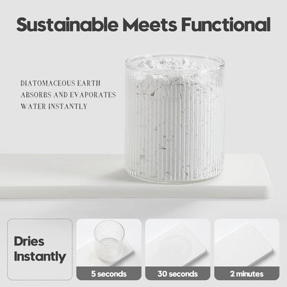 2PCS Water Absorbing Stone Drying Tray for Kitchen Counter & Bathroom Sink, Diatomite Faucet Splash Guard, Soap Dispenser Rack & Sponge Holder Caddy Organizer, Marble White (Printed Pattern), 9"x 3.5"