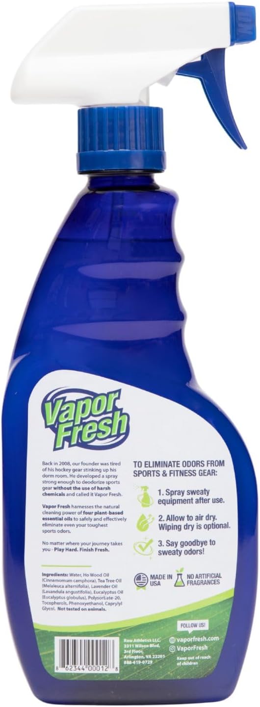 Vapor Fresh Sports Cleaner and Deodorizer - For Boxing Gloves, Sports Pads, Helmets, Gym Bags, Gym Equipment and More - Naturally Powered By Plants, 16 Fl Oz (1-Pack)