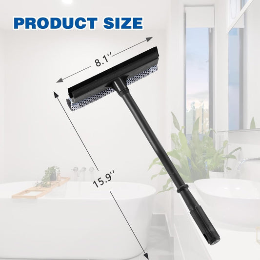 15.9" Plastic Handle Window Squeegee for Home, 2-in-1 Auto Window Cleaner with Sponge Car Windshield Squeegee for Gas Station, Shower, Glass & Outdoor