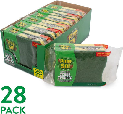 Pine-Sol Heavy Duty Scrub Sponges - Double Sided Dish Scrubber with Scouring Pad - Kitchen Essentials for Dishwashing and Cleaning Supplies, 6 Pack