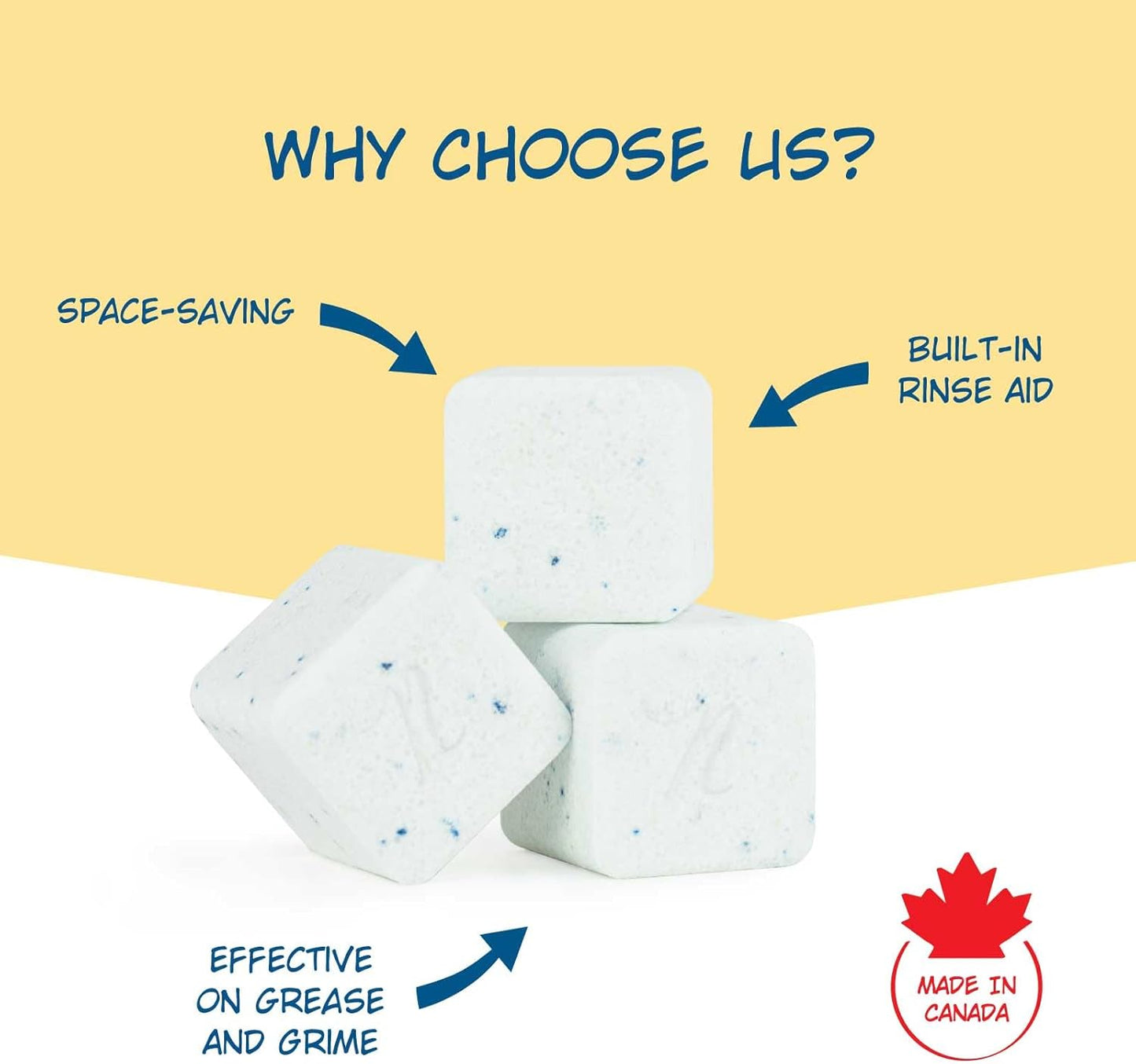 Nellie’s Dish Cubes – 64 Loads Dishwasher Detergent – Concentrated Formula – Plastic-Free Formula (PVA-Free) – Tin Packaging – Powerful Cleaning for Grease & Grime – Made in Canada