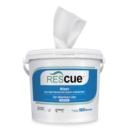 REScue One-Step Disinfectant Cleaner & Deodorizer Wipes for Vet Use – Cleaner for Kennels, Litter Boxes, Vet Offices, Pet Grooming Surfaces, Pet Items – Wipes Canister, 160-Count (Pack of 1)