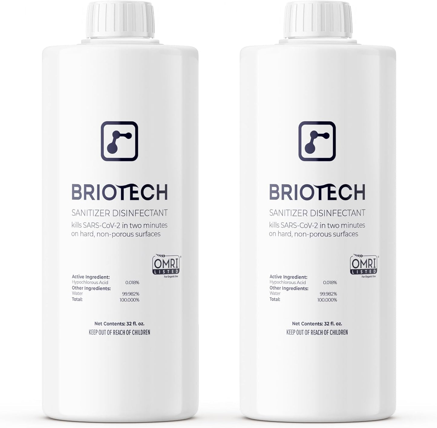 BRIOTECH Sanitizer Disinfectant Hypochlorous, Kill 99.99% of Viruses & Bacteria, Control Mold, Eliminate Odor, Gentle for Nursery & Play Rooms, Food Contact Surface Sanitizer, 1 Gallon Refill