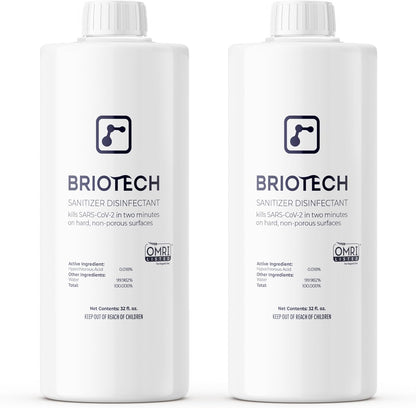BRIOTECH Sanitizer Disinfectant Hypochlorous, Kill 99.99% of Viruses & Bacteria, Control Mold, Eliminate Odor, Gentle for Nursery & Play Rooms, Food Contact Surface Sanitizer, 1 Gallon Refill