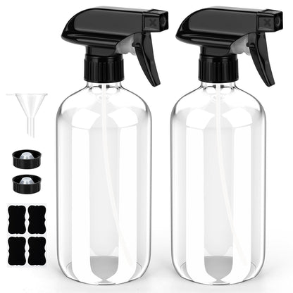 Bontip Glass Spray Bottle, Amber Glass Spray Bottle Set & Accessories Refillable for Plants Window Cleaners Aromatherapy Facial Hydration Watering Flowers Hair Care (2 Pack/16 oz) (Amber)
