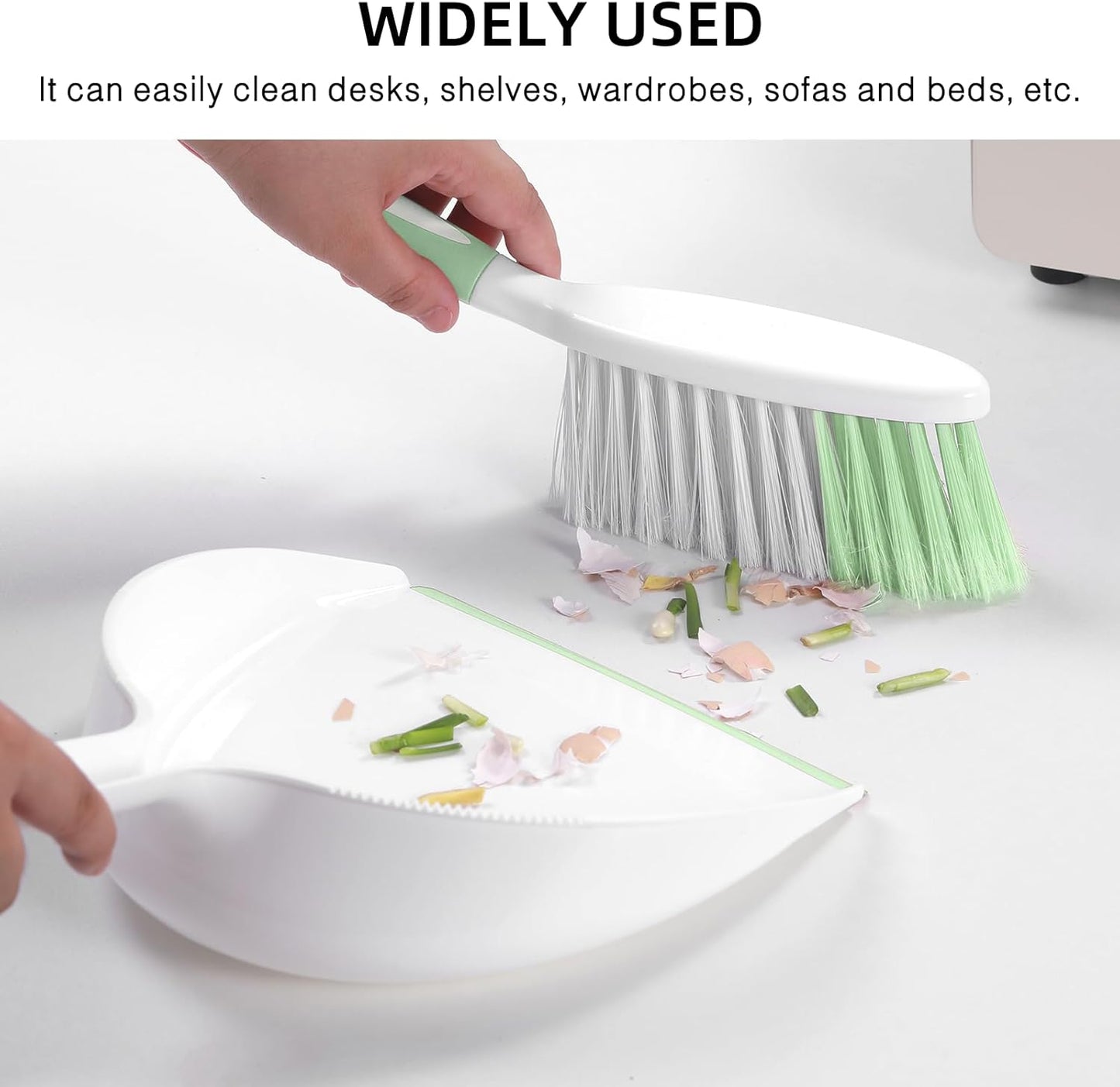 NACENA Dust Pan and Brush Set, Large Hand Broom and Dustpan Set Large Brush and Dustpan Set for Camping Broom and Dustpan Combo for Daily Cleaning Pet Hair Office Home Car, White & Red