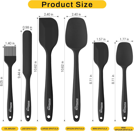 NileHome Silicone Spatula Set, 6 Pieces Food Grade Kitchen Utensils with Silicone Brush Heat Resistant Dishwasher Safe BPA-Free Rubber Spatula for Scraping, Baking, Cooking, Mixing-Forest Style