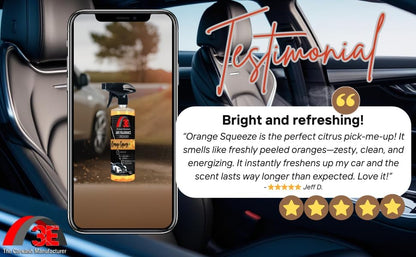 3E Car Air Freshener Premium Baby Powder Scent 16 fl oz – Professional Automotive Air Freshener & Odor Eliminator, Long-Lasting Interior Fragrance for Cars, Trucks, SUVs, RV, Home & Office