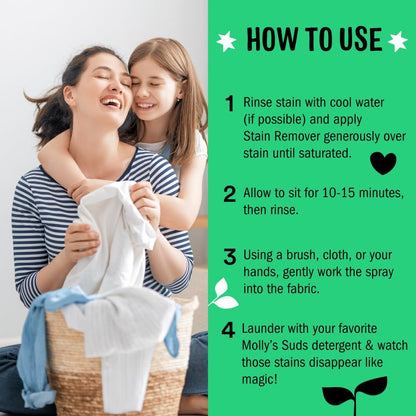 Molly's Suds Stain Remover Spray | Gentle Yet Powerful, Great for Baby & Pet Stains | Clean, Simple Ingredients (Fragrance Free) (16 Fl Oz (Pack of 2))